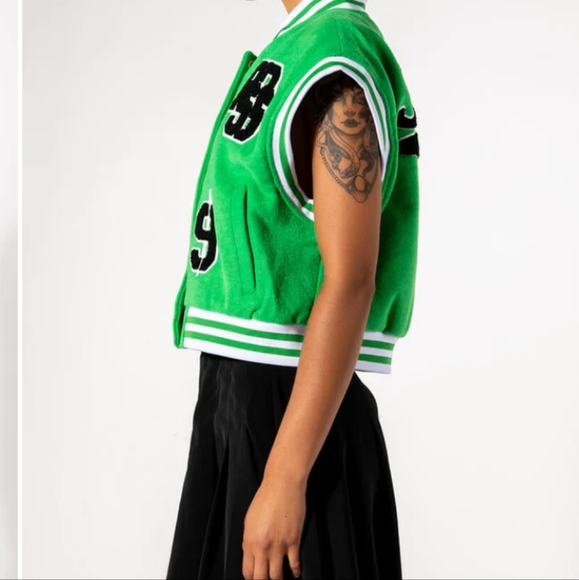 AKIRA "IN YOUR CITY BOSTON GREEN VARSITY VEST". **NWT** - Picture 6 of 12